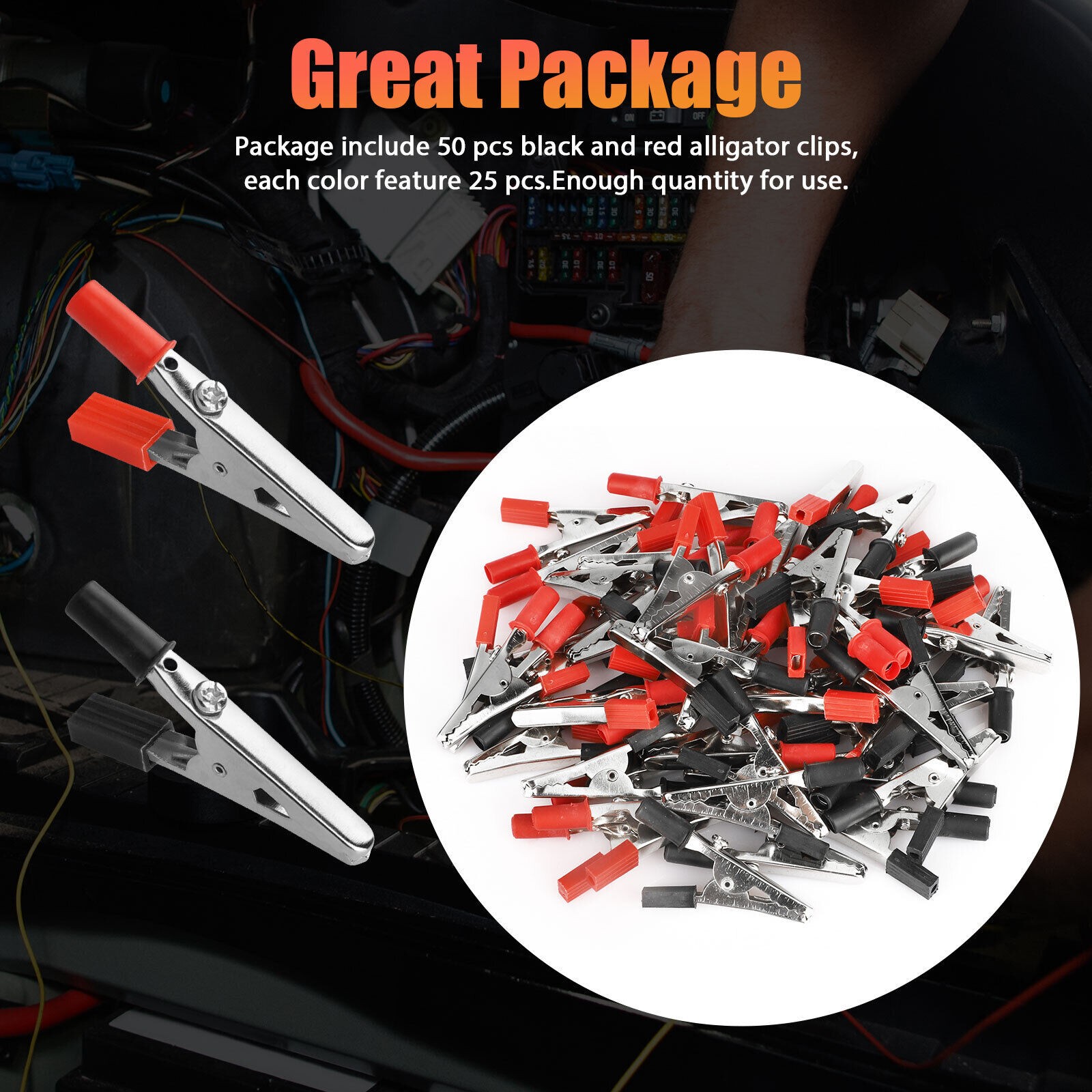 50Pcs Mutilfunction Electrical Test Clamps Metal Alligator Clips Plastic Handle