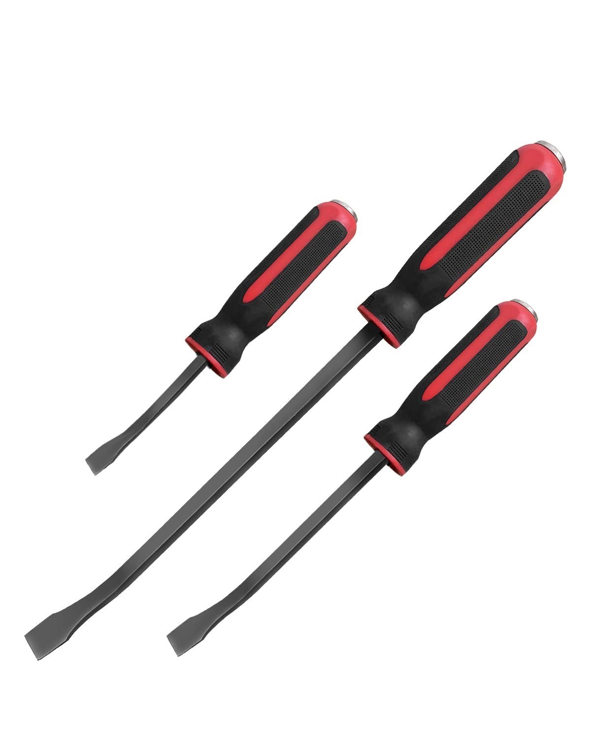 3-Piece Pry Bar Set with Strike Cap Handle, Angled Tip, Rust-Proof Finish, Mecha