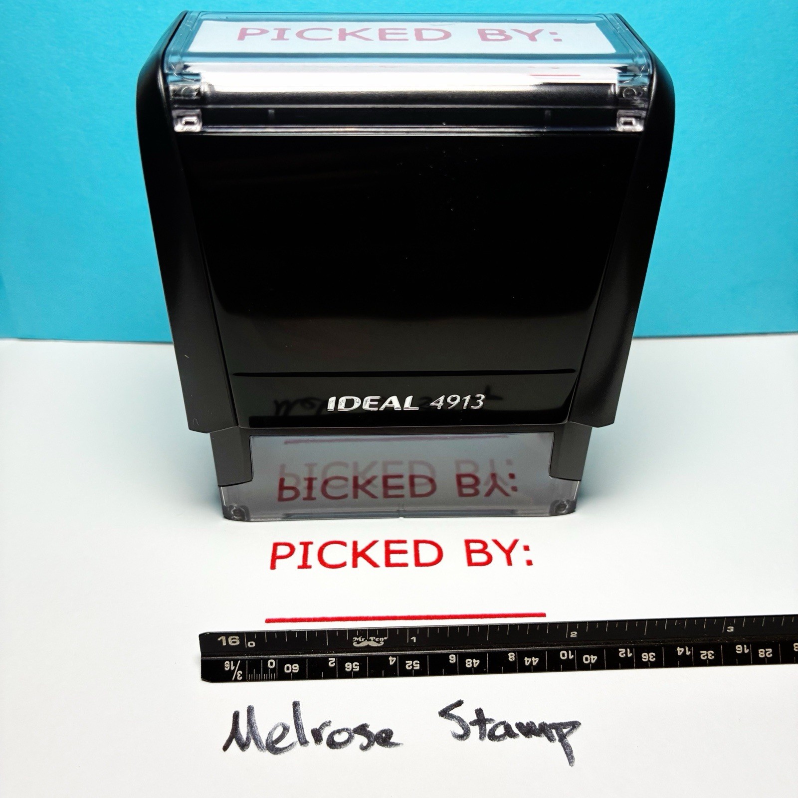 Picked By Rubber Stamp Self Inking Red Ink Ideal 4913