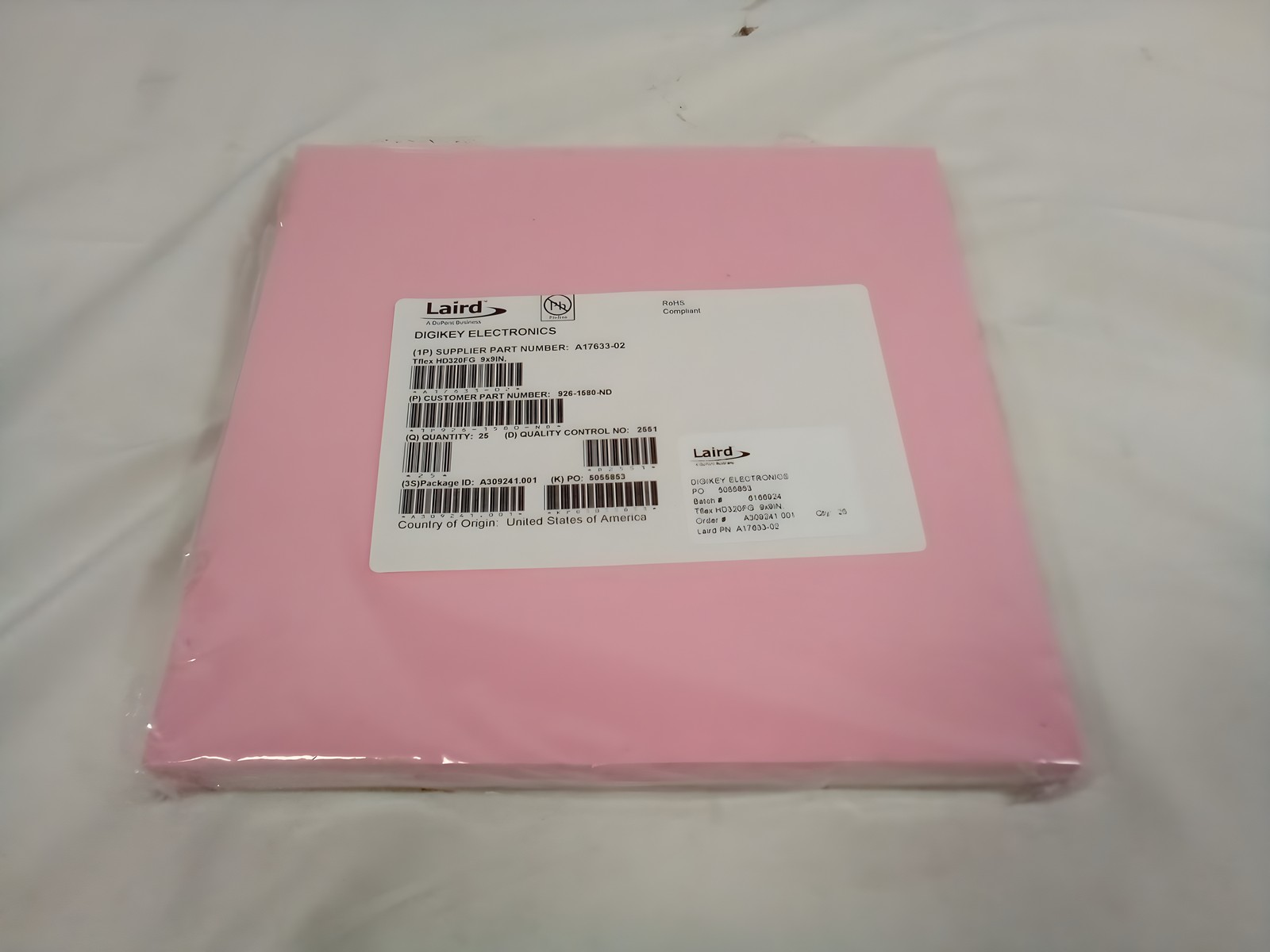 Laird Technologies A17633-02 Tflex HD320FG Thermal Gap Filler Pad 9 x 9 in