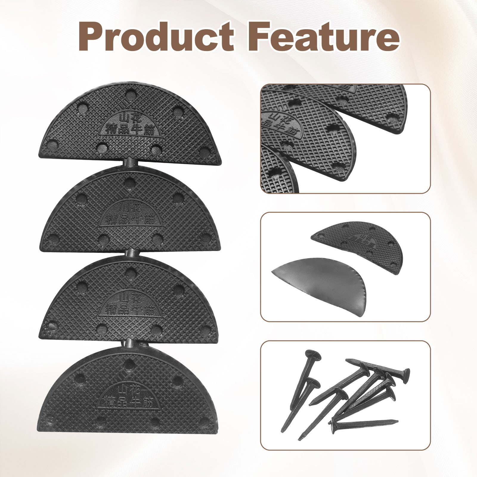 For 28 Piece Heel Rubber Set with 196 Screws, Black