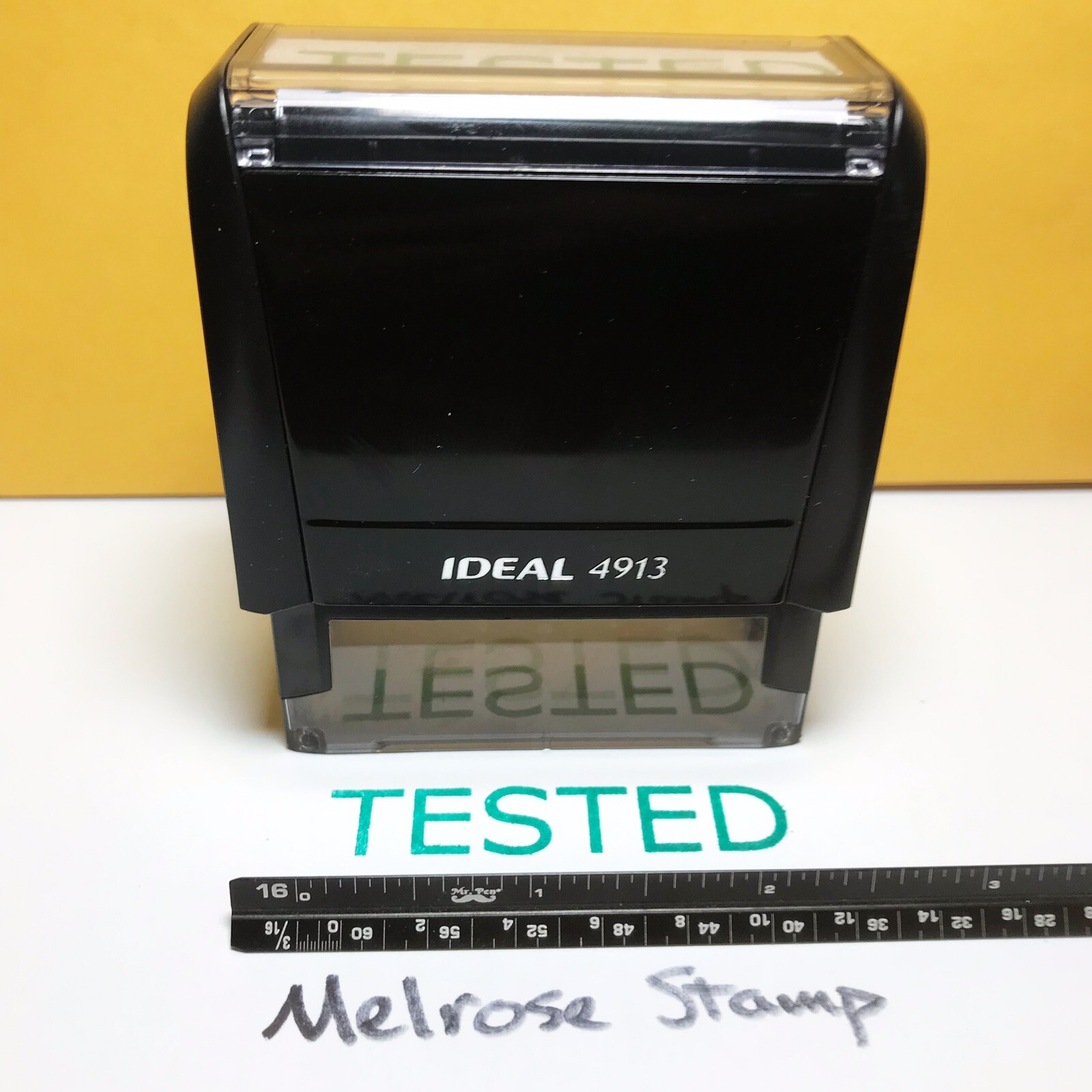 Tested Rubber Stamp Green Ink Self Inking Ideal 4913