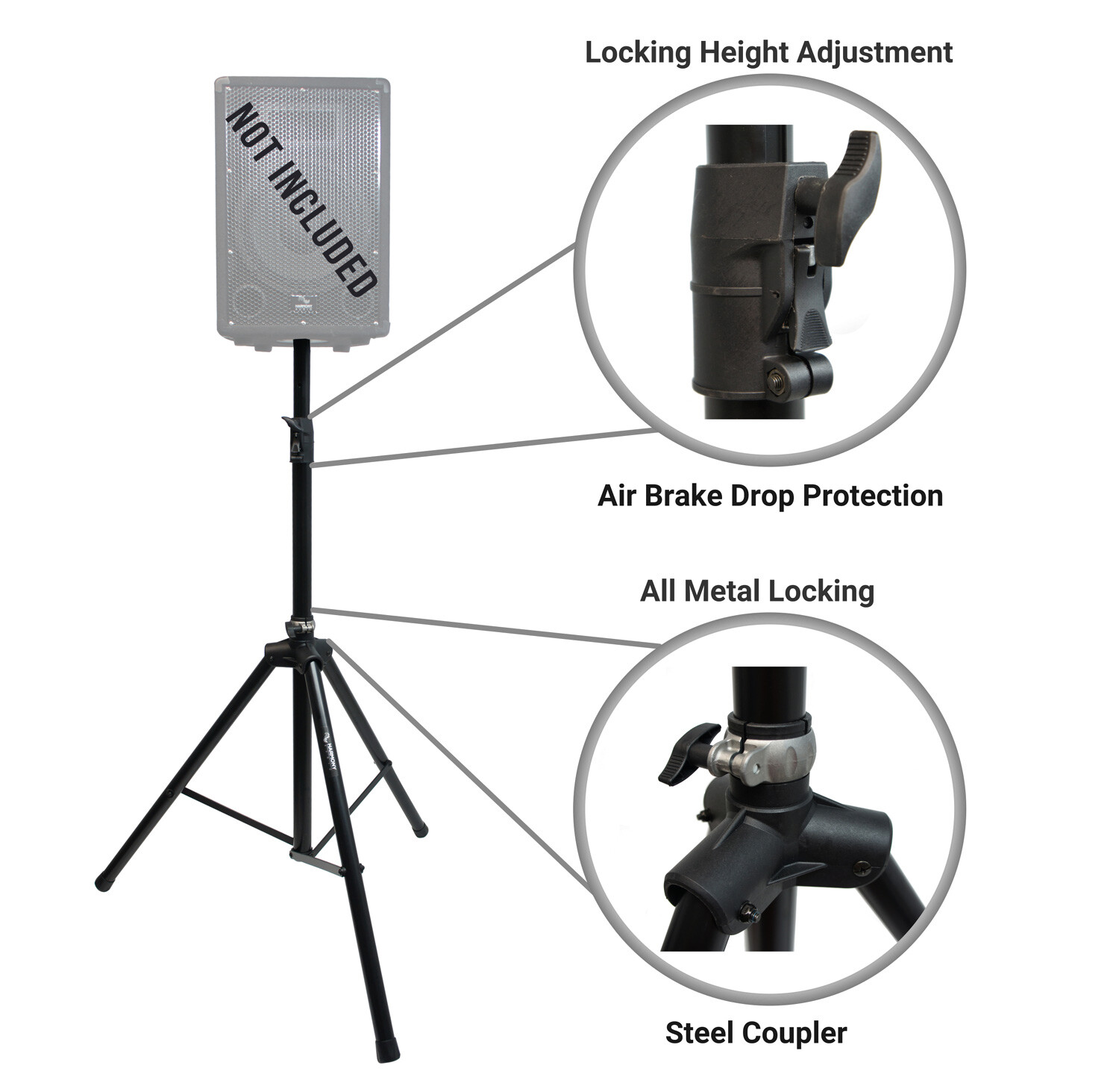 Harmony Audio 15" Bluetooth Powered PA Speaker with Tripod Stand
