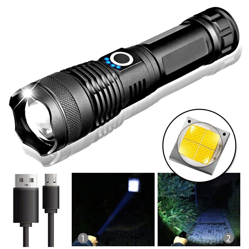 Super-Bright 90000LM LED Tactical Flashlight With Rechargeable Battery