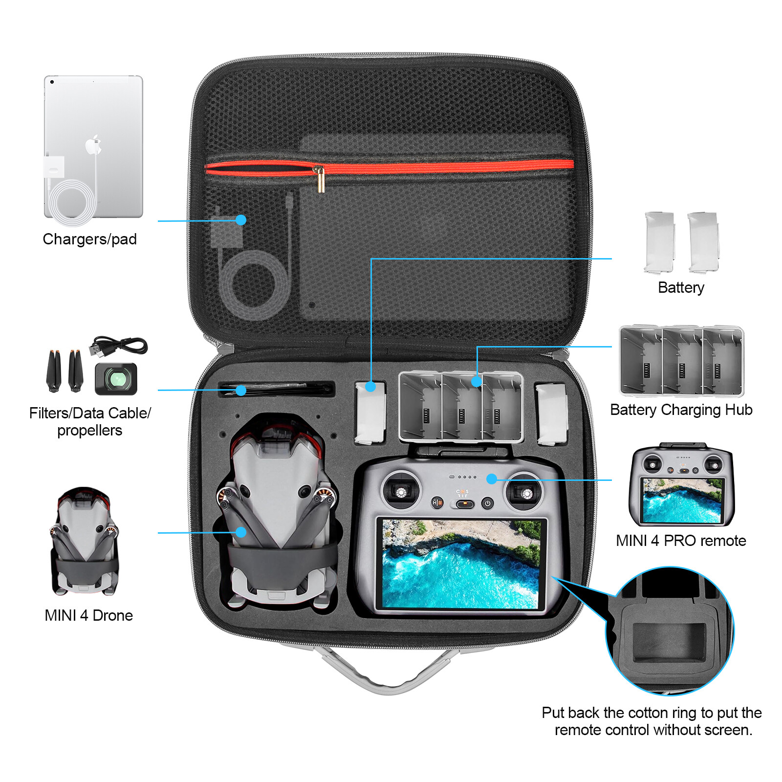 DJI Mini 4 Pro Case Portable Storage Hard Case Bag Drone Case Carrying Case