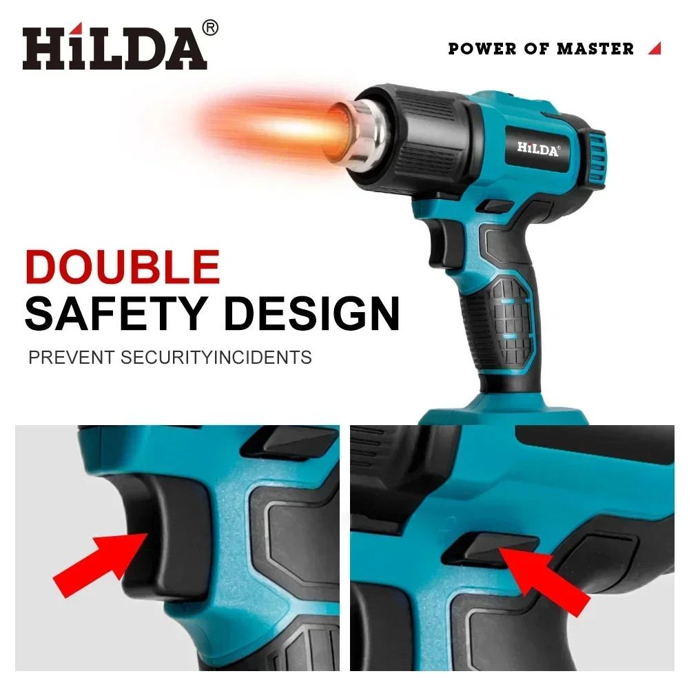 HIDLA 21V Handheld Hot Air Gun Temperature Rechargeable Cordless Two Styles For