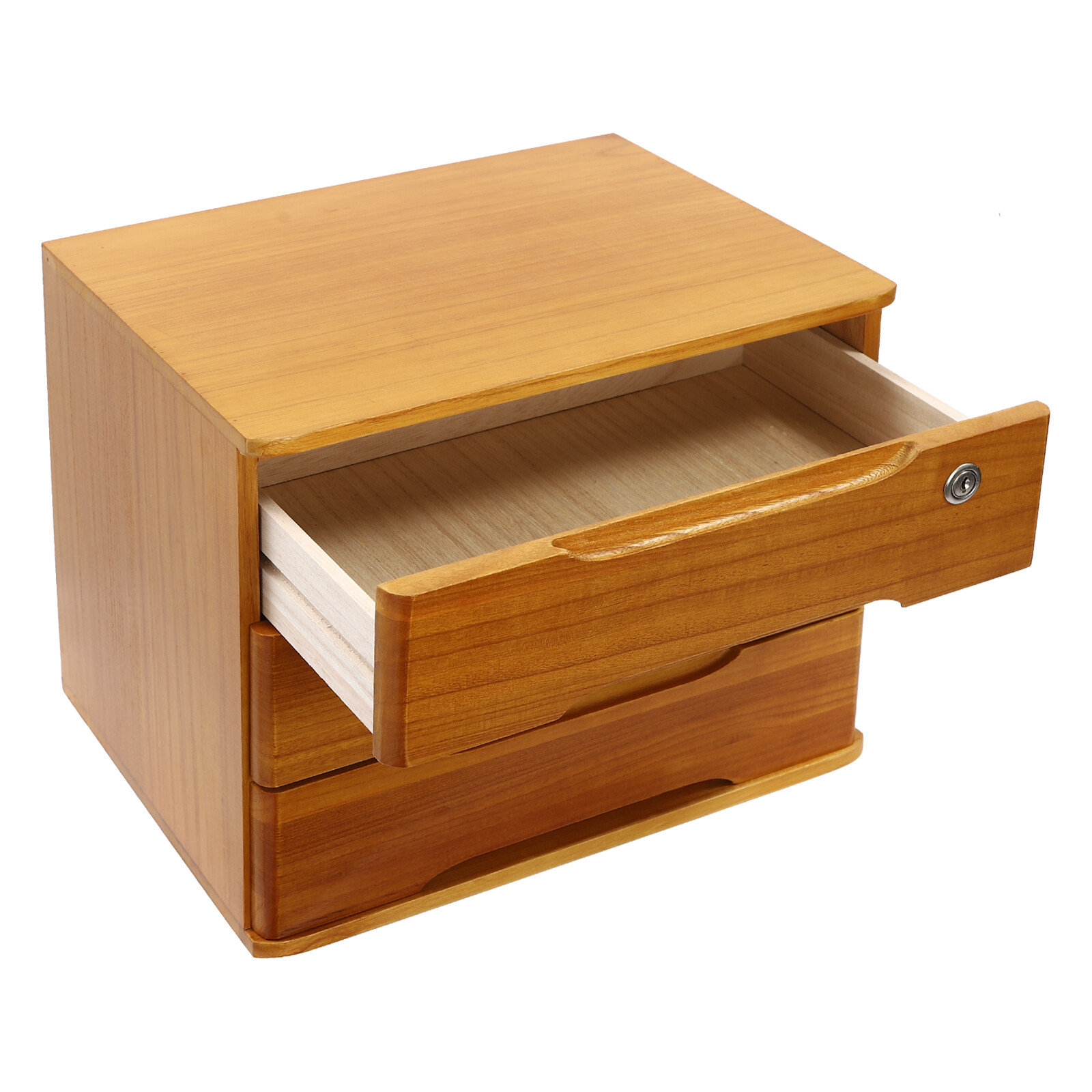 Modern Rectangle 3-Tier Desktop Storage Box Organizer with Lock Filing Cabinet