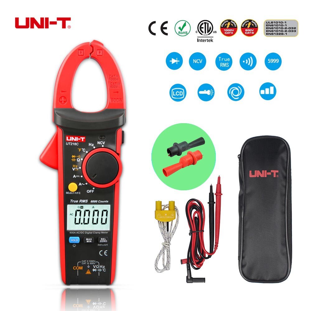 UNI-T UT216C 600A Digital Clamp Meters NCV LCD Test ACDC Auto Range Multimets