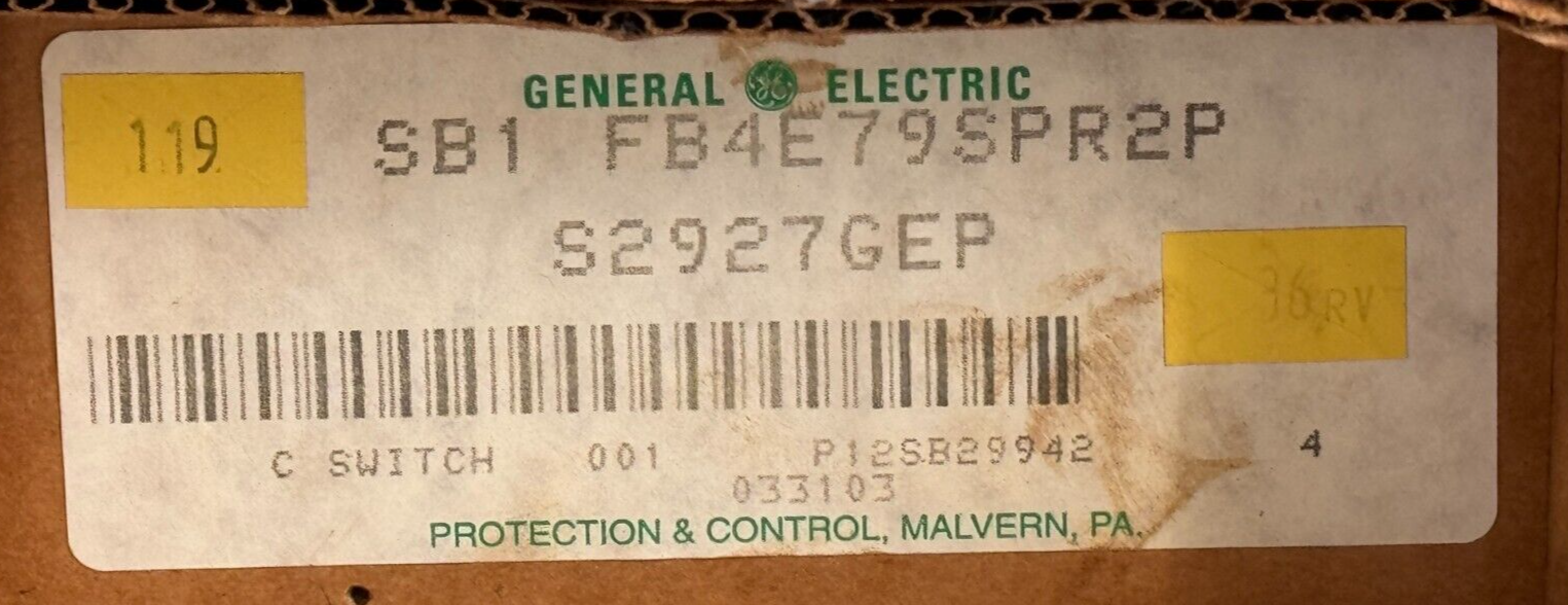NEW IN BOX General Electric SB1 FB4E79SPR2P Rotary Cam Switch