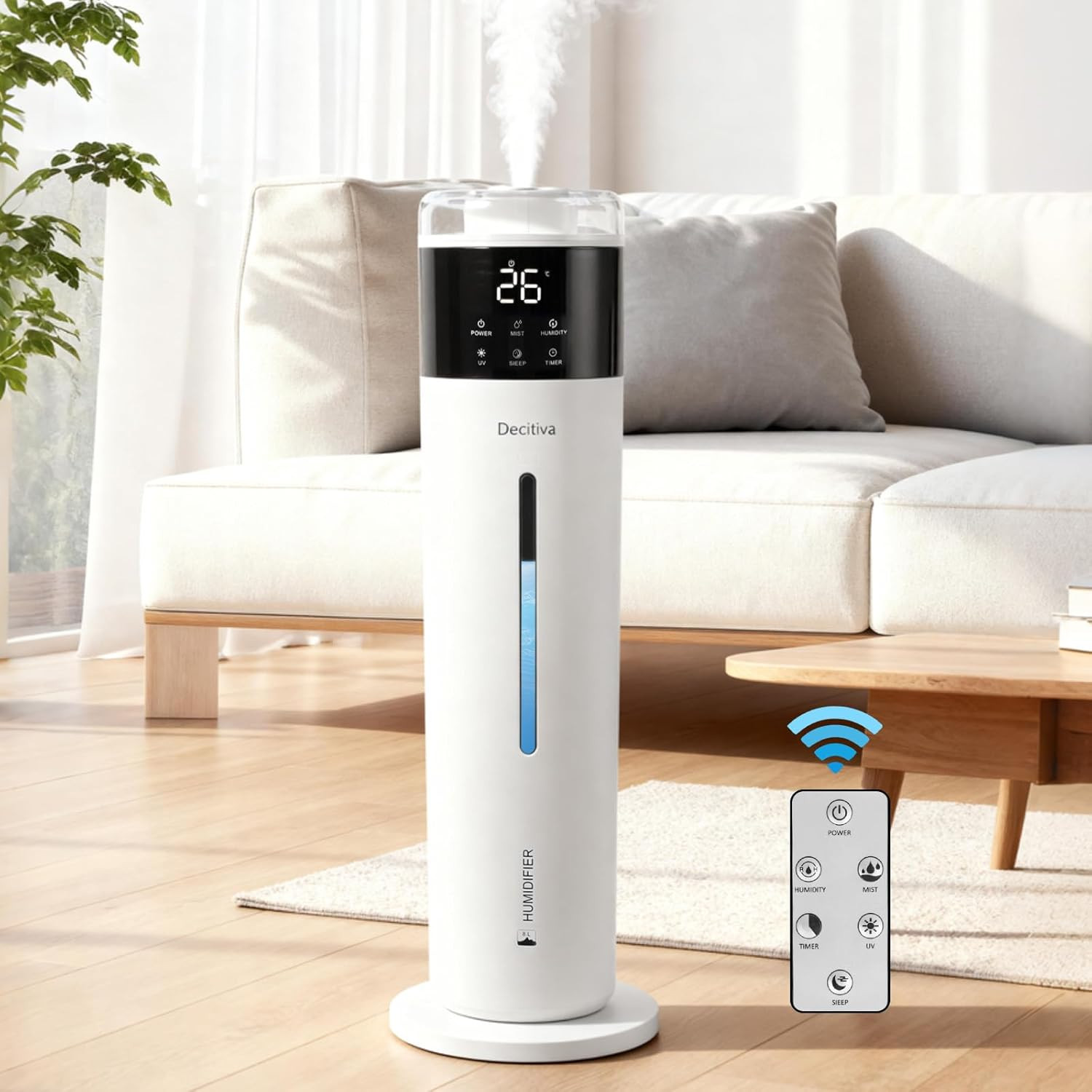 Large Humidifier for Bedroom, 8L/2.1Gal Ultrasonic Cool Mist, Remote Control,Eas