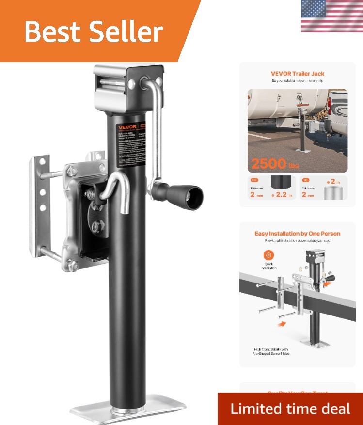 Durable Swivel Trailer Jack with Corrosion-Resistant Finish - 2500 lbs Capacity