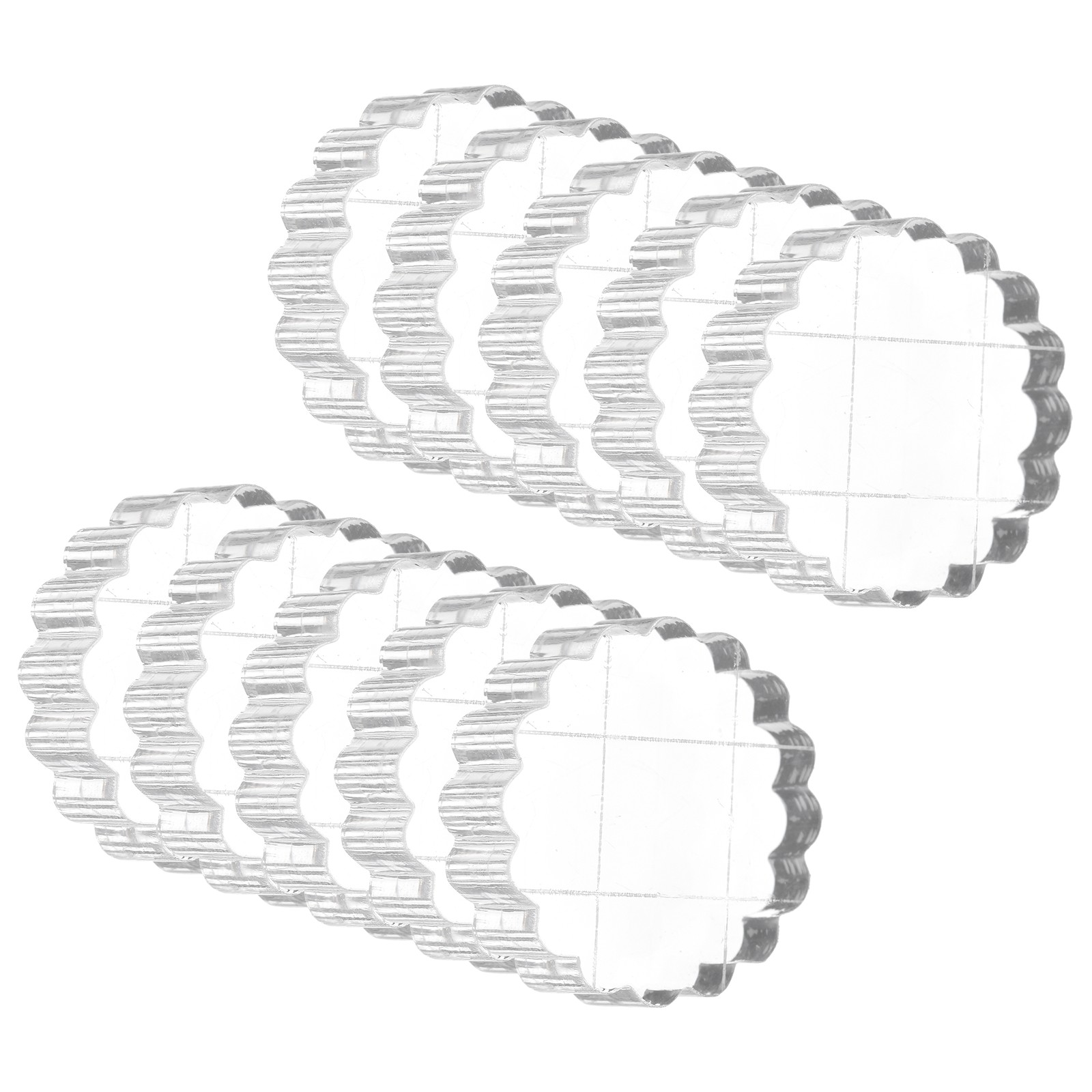 Acrylic Stamp Block, 10 Pack Round Shape with Grid Lines, 1"