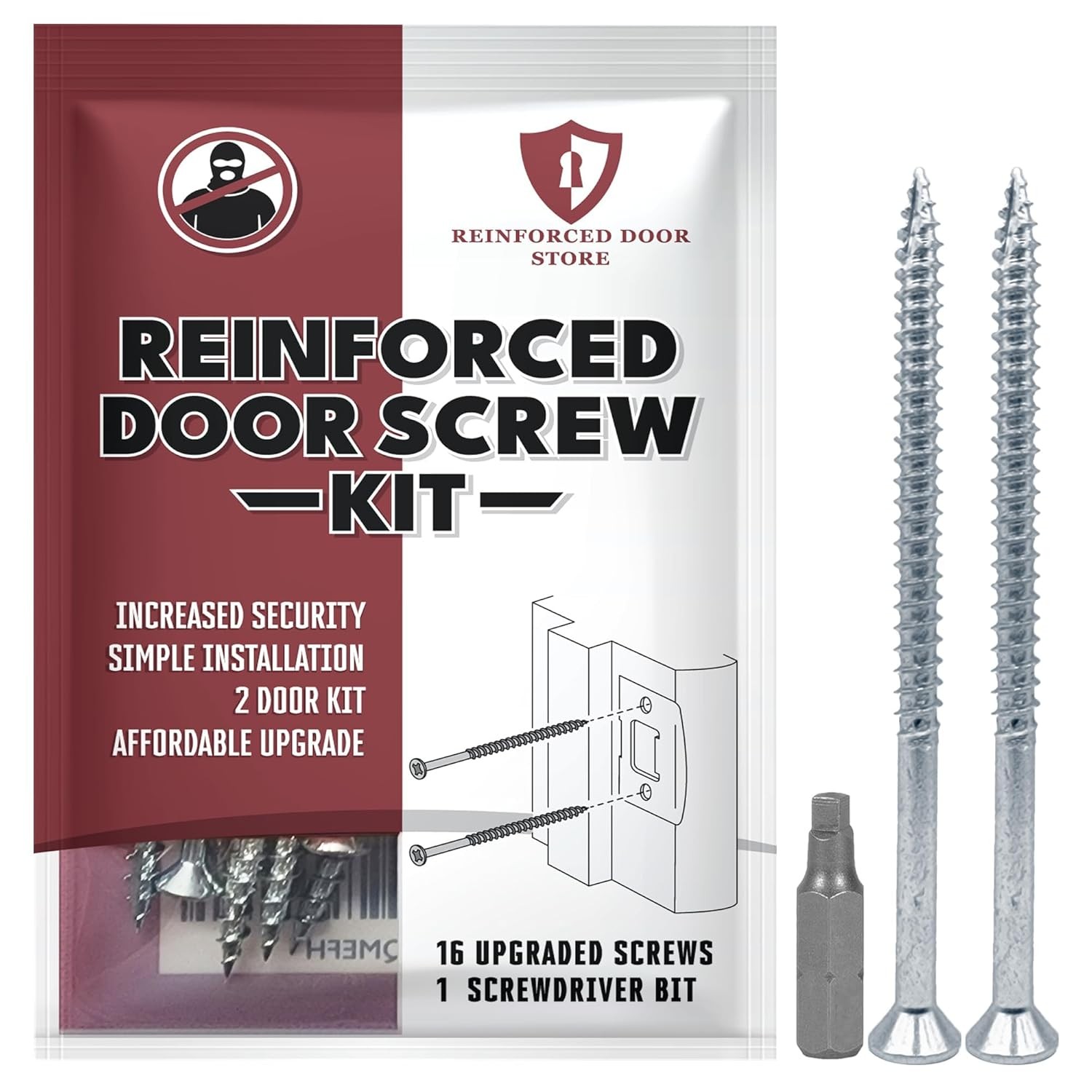 Reinforced Door Screw Kit for Strike Plates, Deadbolt and Zinc