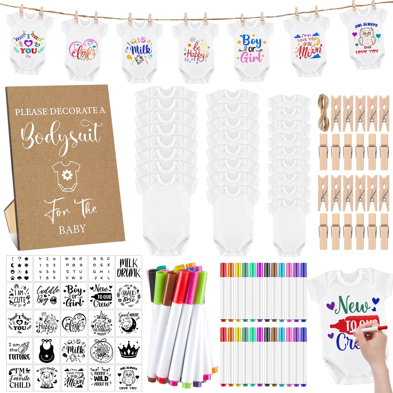 Design Custom Baby Shower Gifts - 126 Pc DIY Bodysuit Kit
