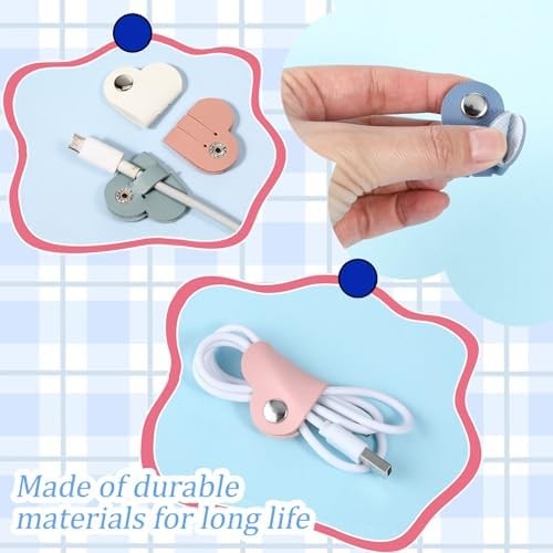 9 PCS Heart Cord Organizer PU Leather Headphone Cable