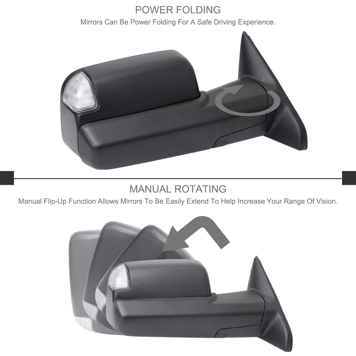 Right Side Tow Mirror Fits 2019-2022 Ram 2500 3500 Power Fold Heated+BSM+Puddle