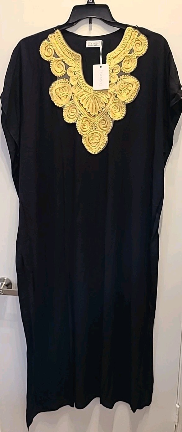 Tamsy Germany Caftan Kaftan Dress  African Womens Casual Gown Handmade Black