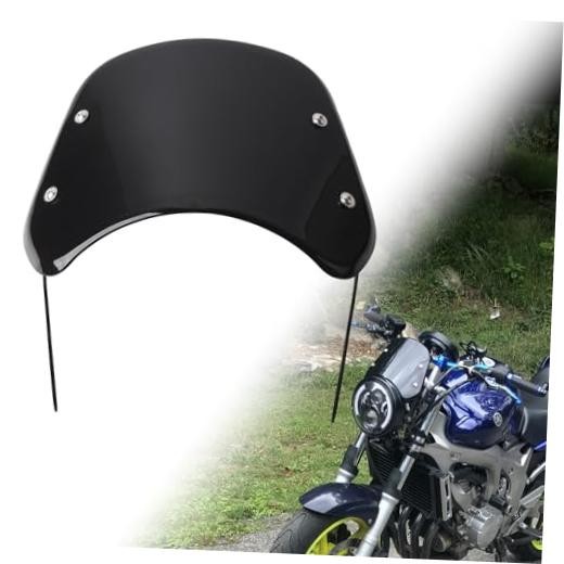 Motorcycle Windshield Front Fly screen Universal Windscreen with Mount Black