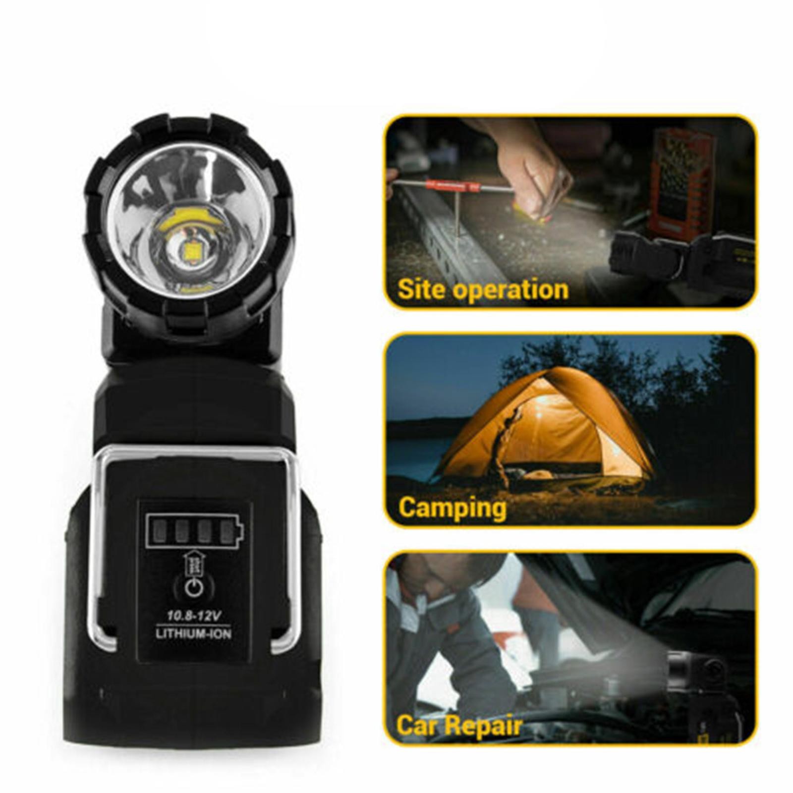 Handheld LED Work Light Flashlight Adapter For DeWalt 12V MAX Li-Ion Battery D
