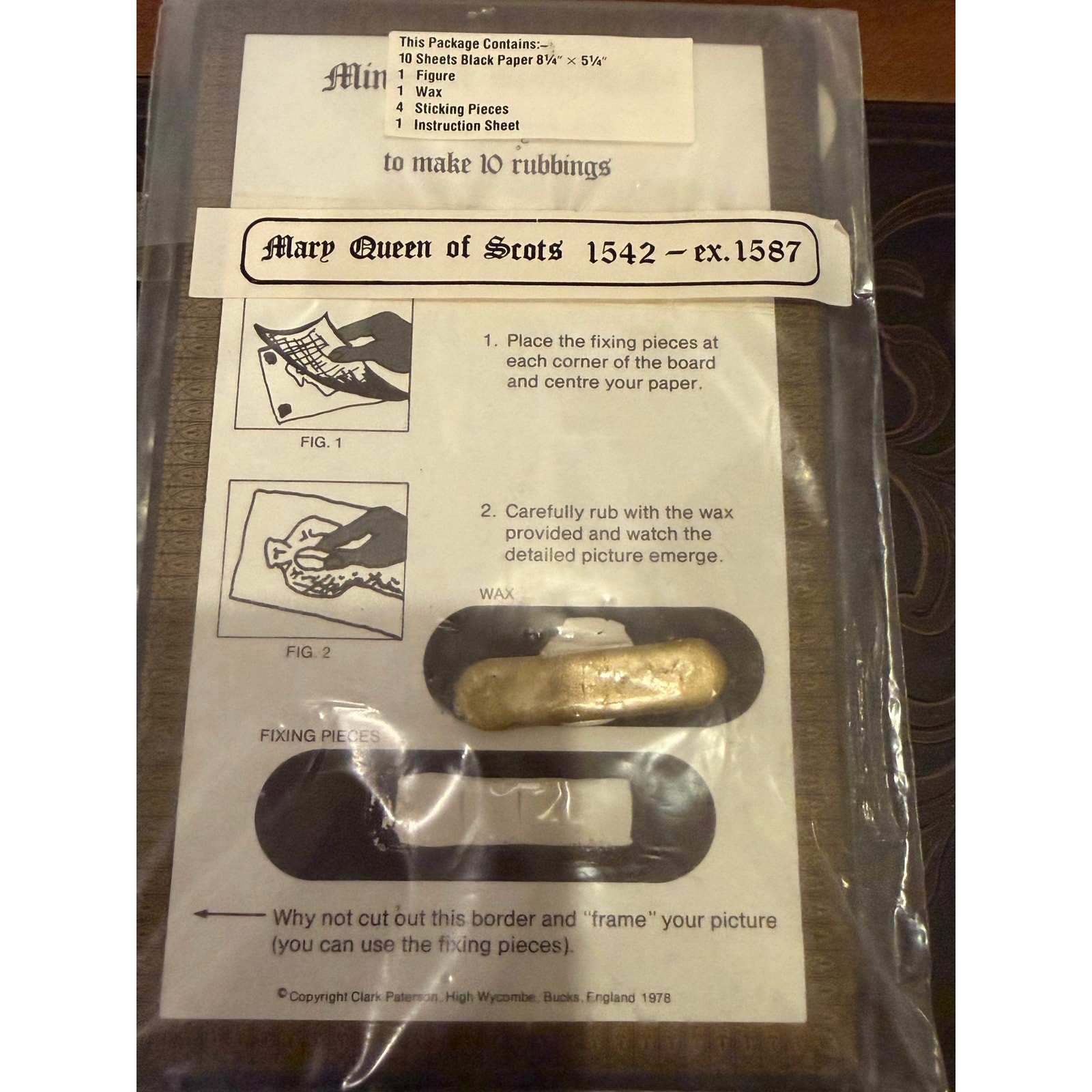 Creative Pastimes MARY QUEEN Of SCOTS Brass Rubbing Kit 1978