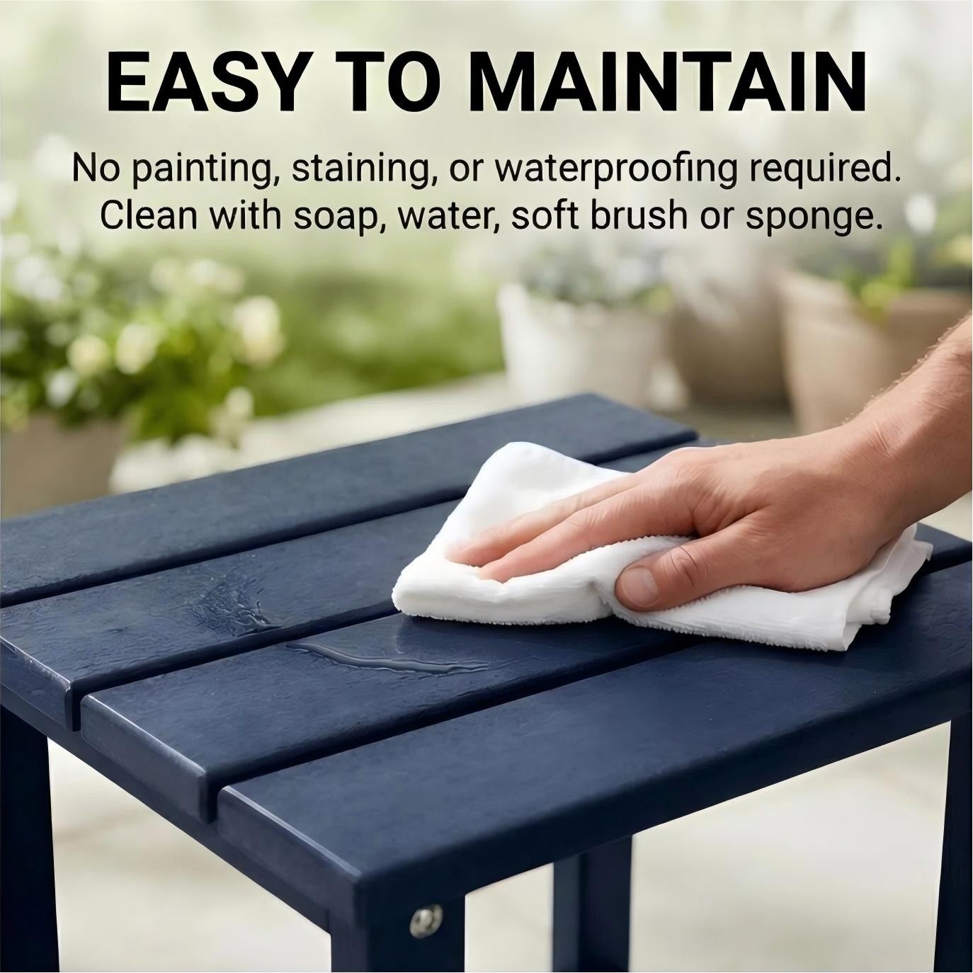 Adirondack Square Outdoor Side Table HDPE Navy Blue