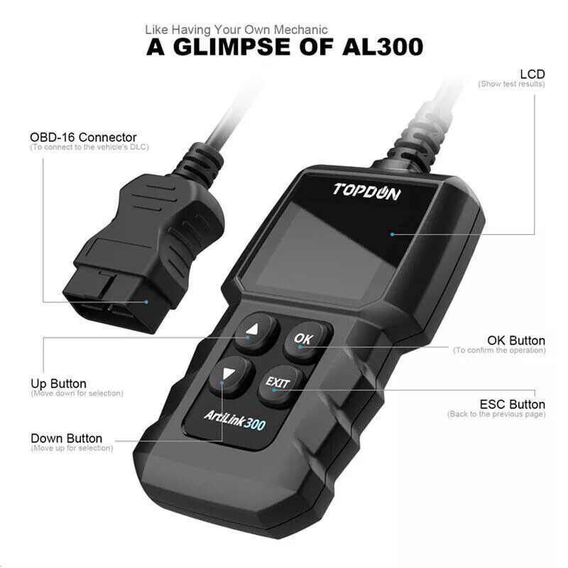 TOPDON AL300 Car Code Reader OBD2 Diagnostic Scan Tool For Ford Holden BMW VW