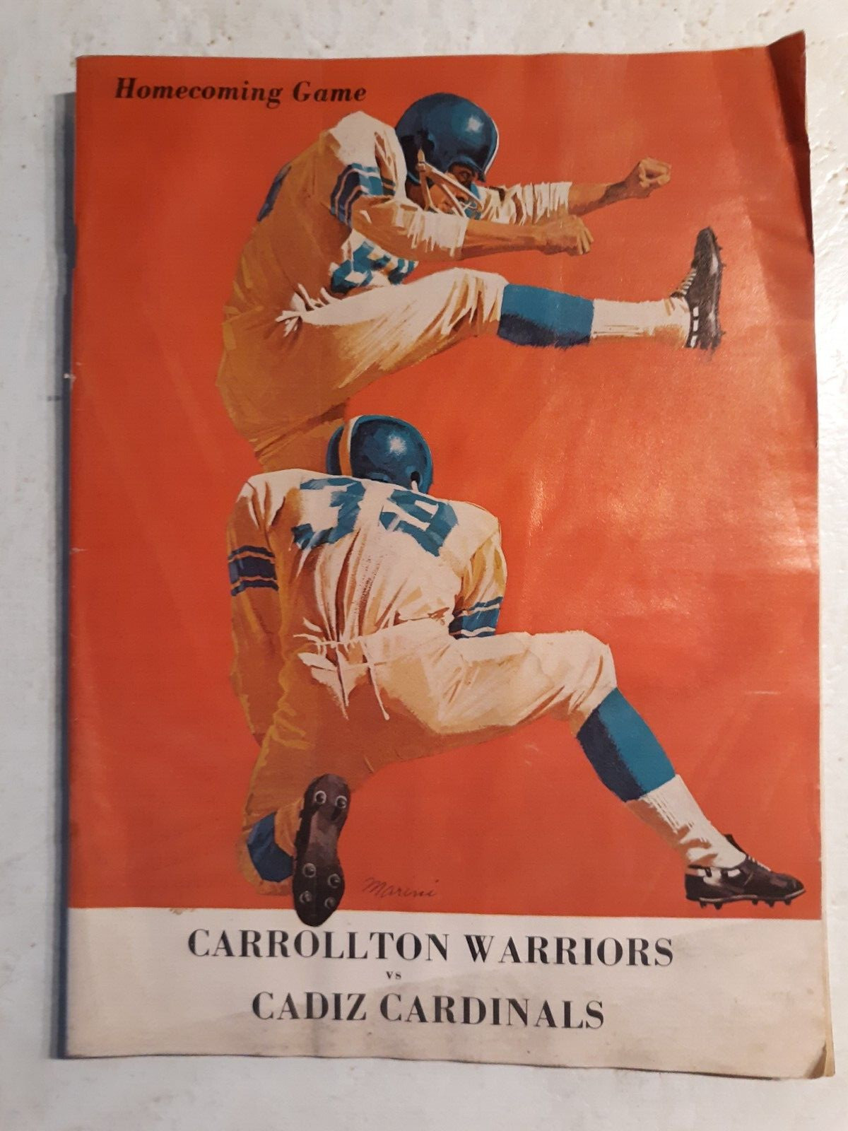 Ohio football program Carrollton Warriors vs Cadiz Cardinals Sept 27, 1968