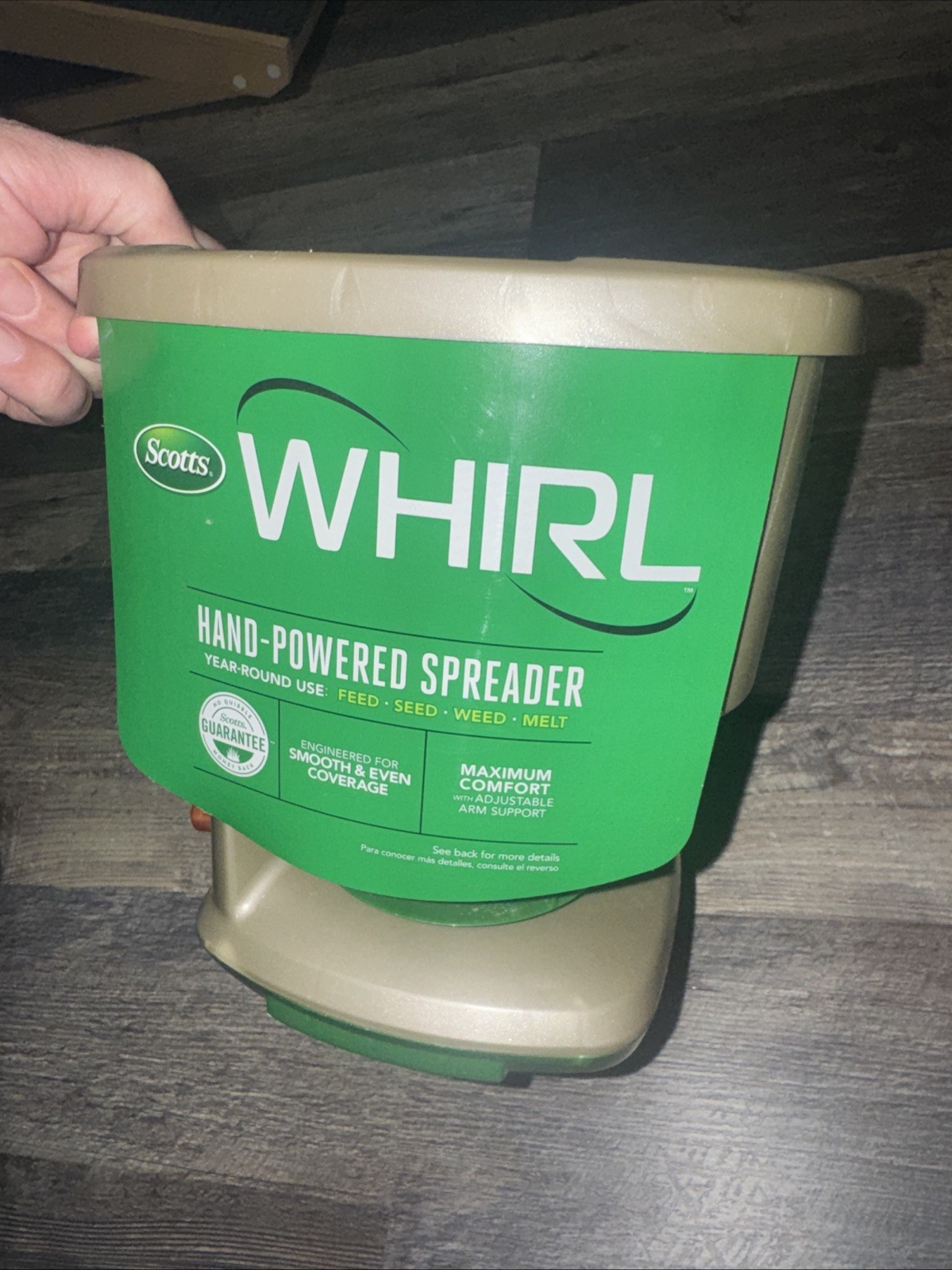 Scotts Whirl Hand-Powered Spreader for Grass Seed, Fertilizer, Salt and Ice Melt