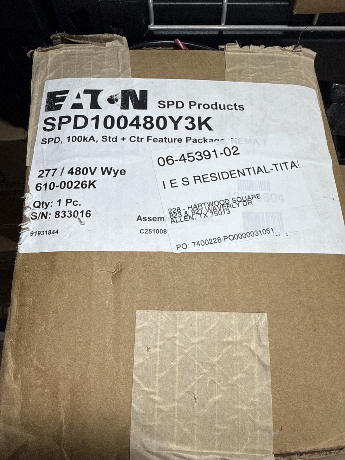 EATON CORPORATION SPD100480Y3K / SPD100480Y3K