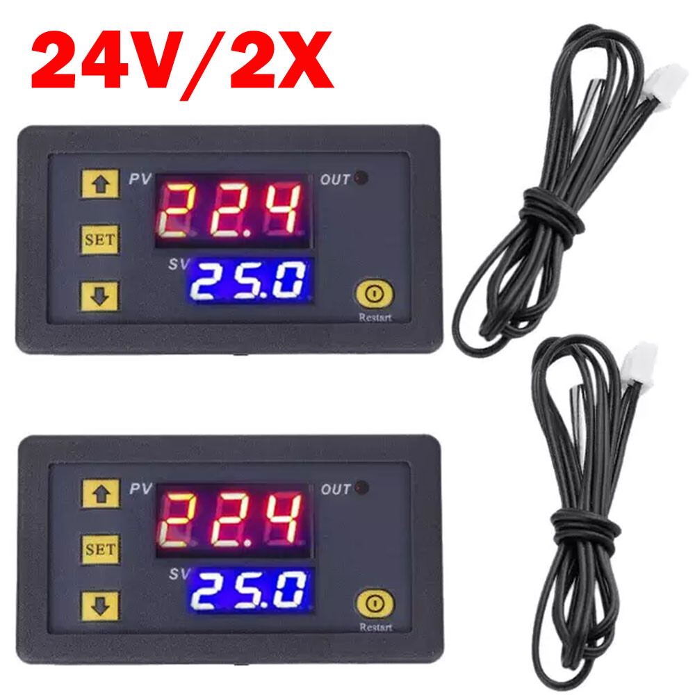 2X DC 24V Digital Thermostat Temperature Controllers Meter Regulators W3230 HOT