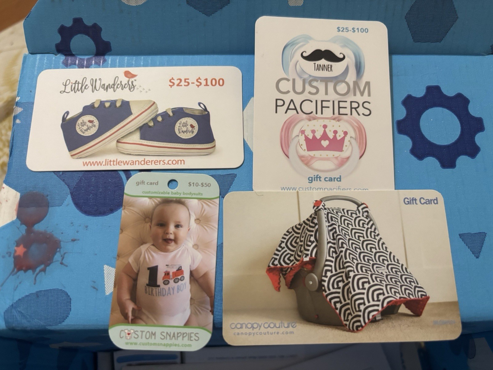 Baby gift cards all for  $50