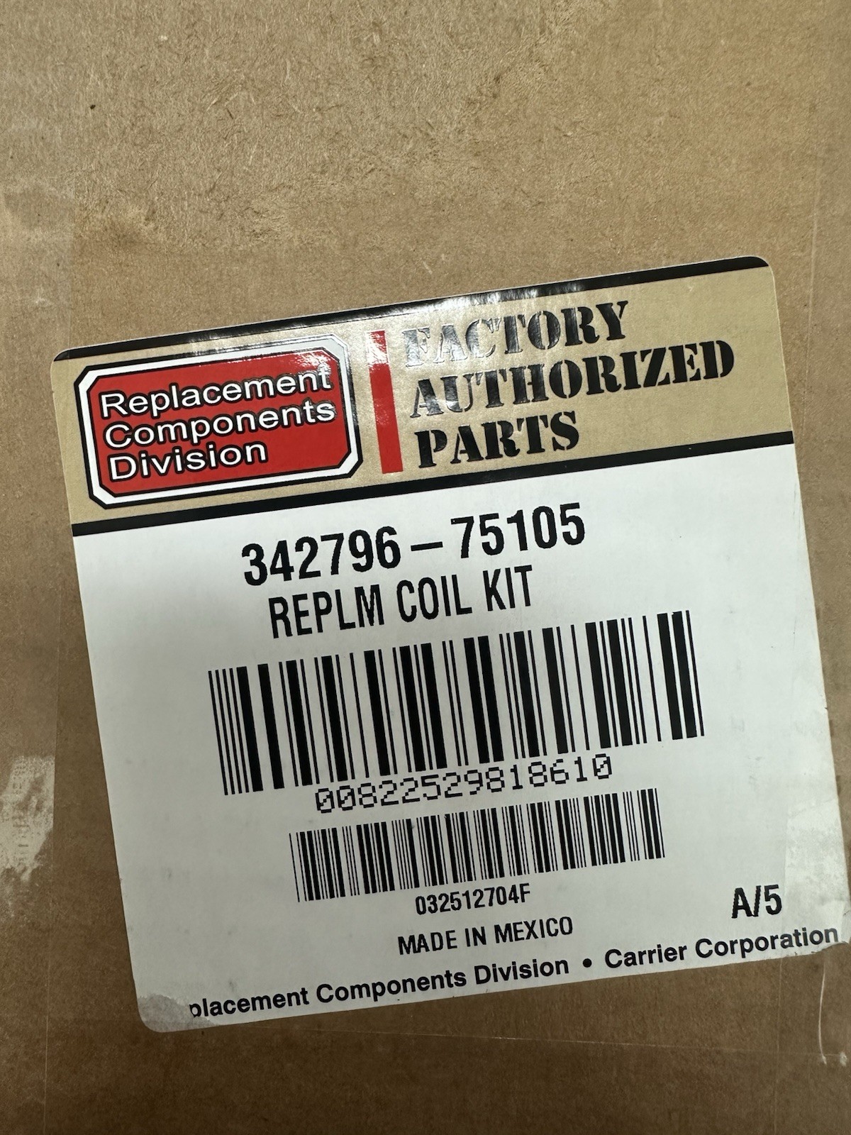 Carrier 342796-75105 - Evaporator coil OEM Replacement Part  Factory Seal