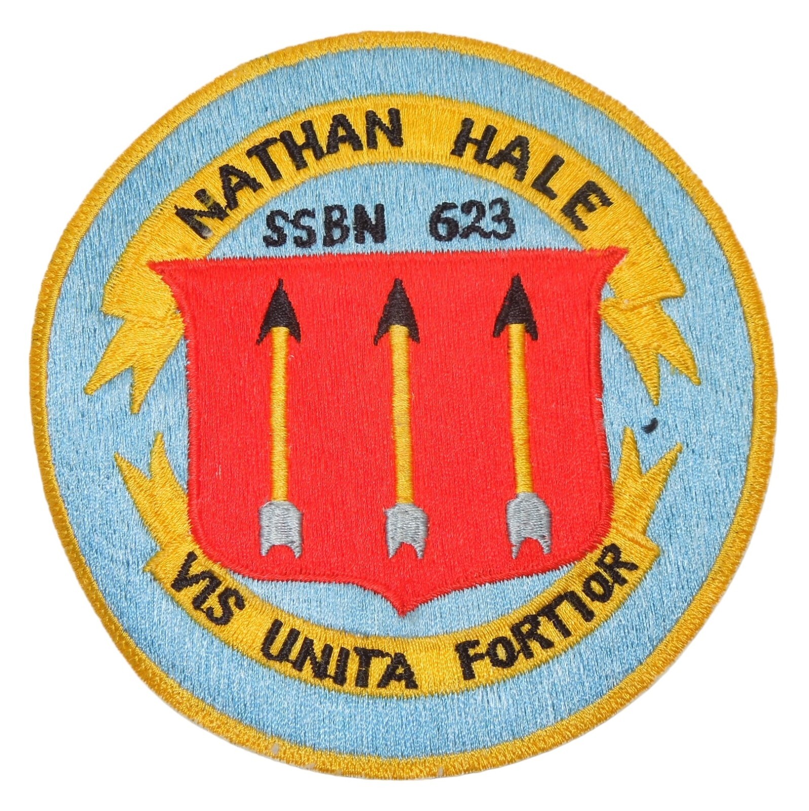 Orig. Vietnam War US Navy Submarine Patch USS Nathan Hale SSBN Japanese Made G4