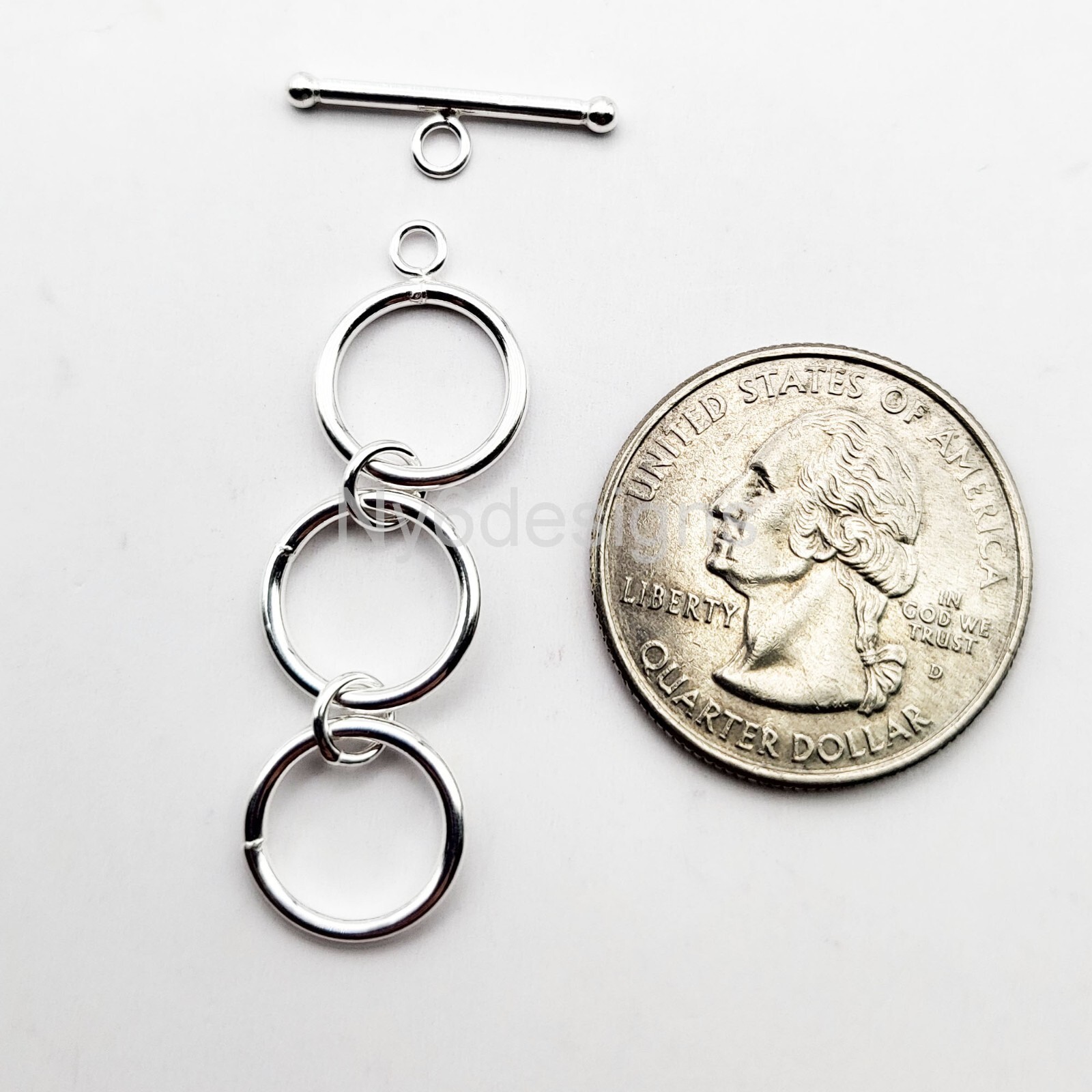 9mm Real Sterling Silver Toggle Clasp Set - Round Connector Clasp Findings