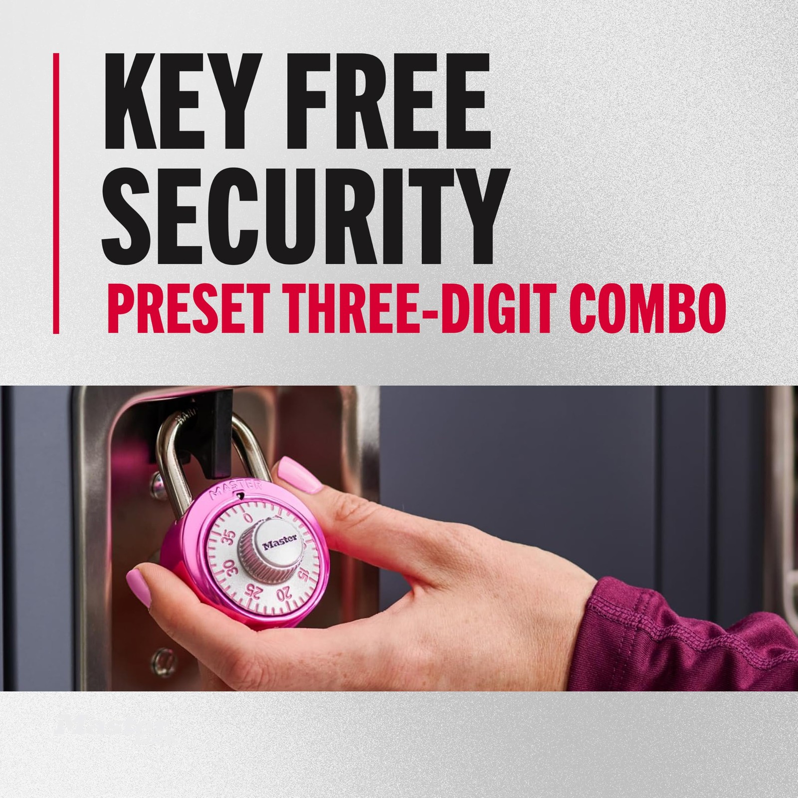 Master Lock 1530DPNK Locker Combination Padlock, 1 Pack, 1 Pink