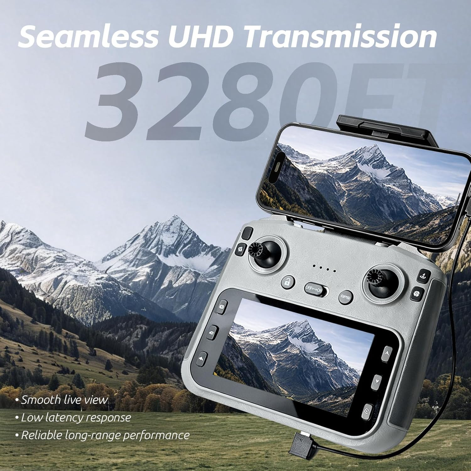 GPS Drone with EIS 4K Camera, RC Drones with 4.5 Inch HD Screen on Controller, A