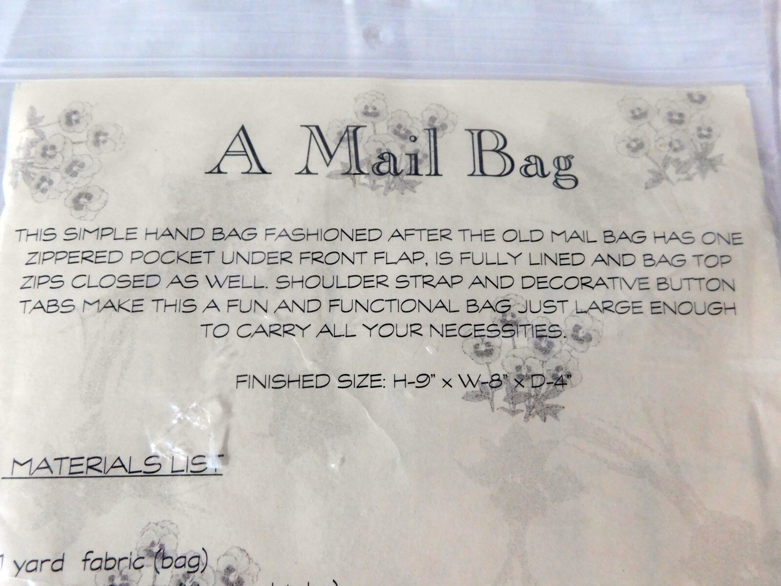 Favorite Things Pattern Designs A Mail Bag Pattern