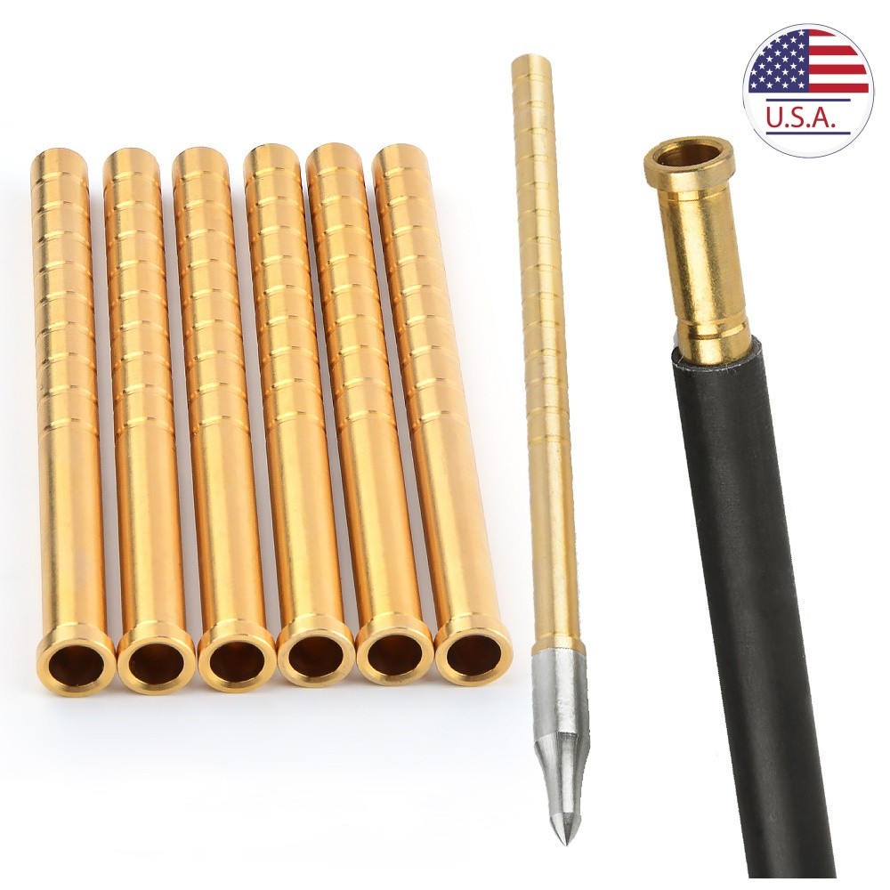 Archery 12pc 38-250gr Heavy Weight Arrow Brass Inserts Base ID6.2mm Arrow Shaft