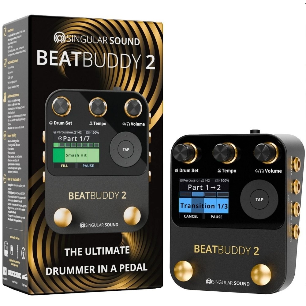 SINGULAR SOUND BEATBUDDY 2 SUPERSWITCH Bundle Floor Pedal Drum Machine System