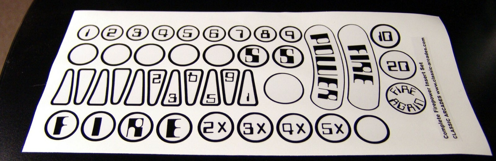 FIREPOWER Pinball Machine Insert Decal Set