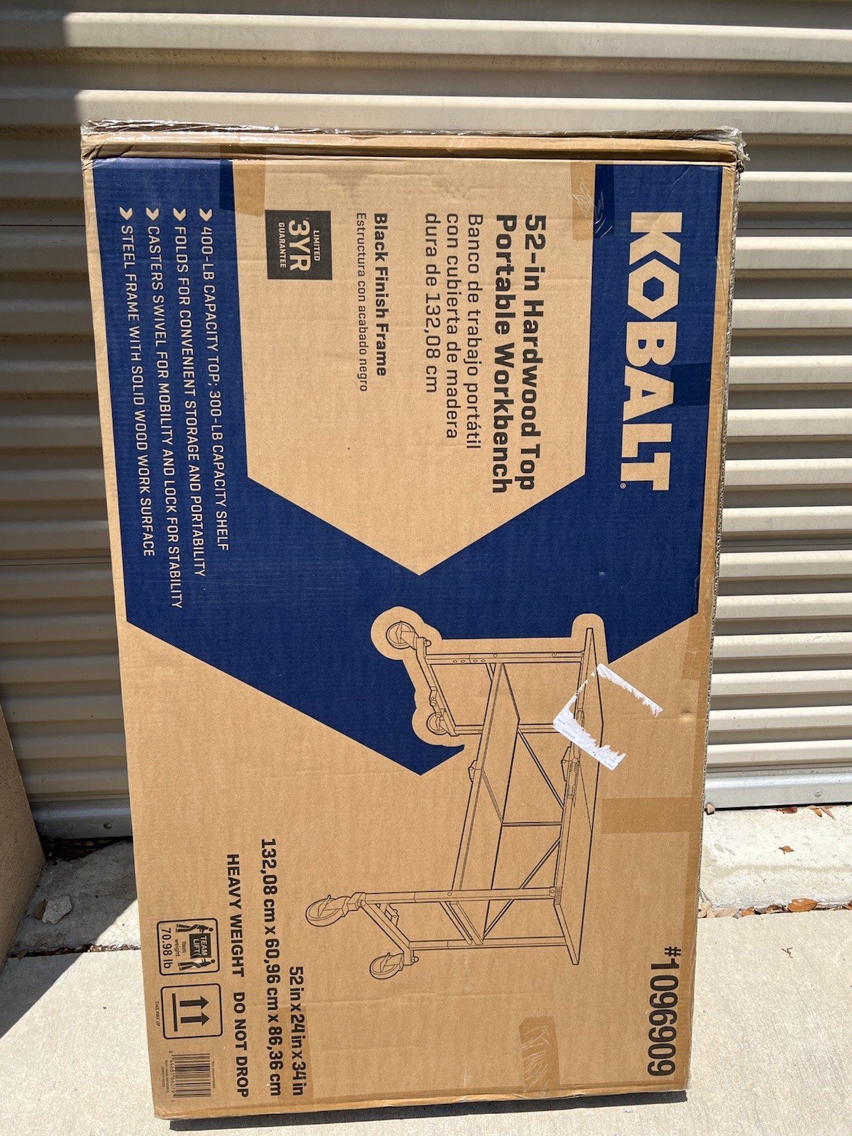 BRAND NEW Kobalt 52" Hardwood Top Portable Black Wood Work Bench Model #1096909
