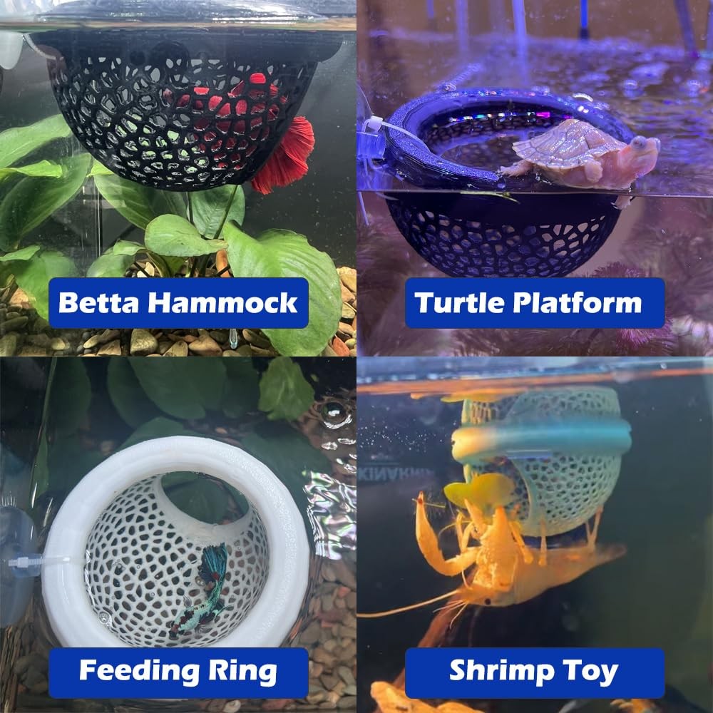 Stoneandegg Floating Betta Hammock Suction Cup Shrimp Cave Betta Fish Feeding