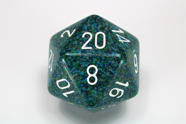 Chessex 34MM D20 Speckled Sea Die CHX XS2037 green blue dice Spindown rpg