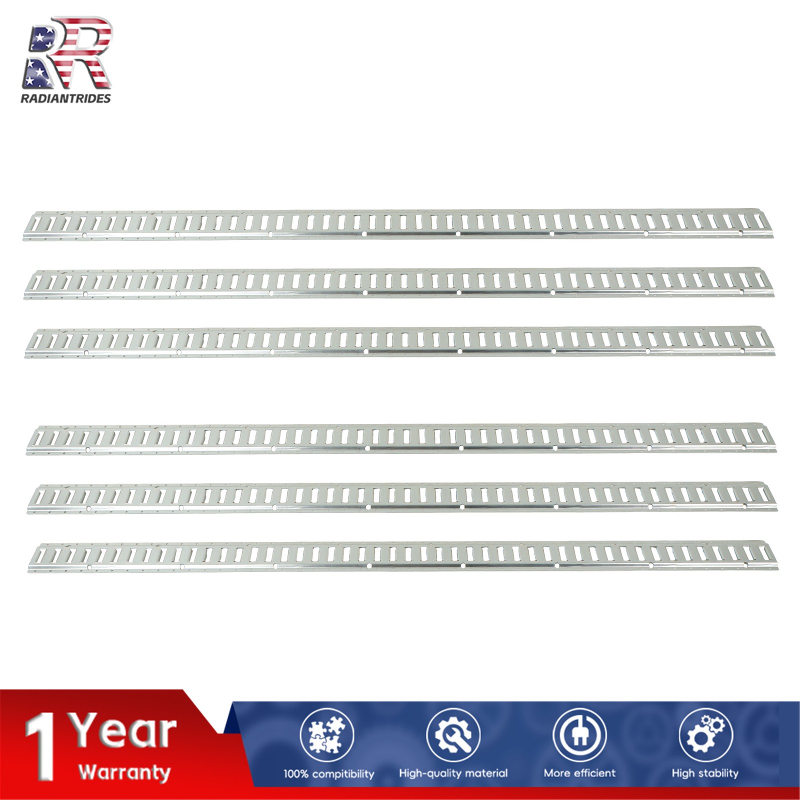 Zinc Plated Steel E Track 6 Rails 8 Ft Each Silver For Large Warehouses