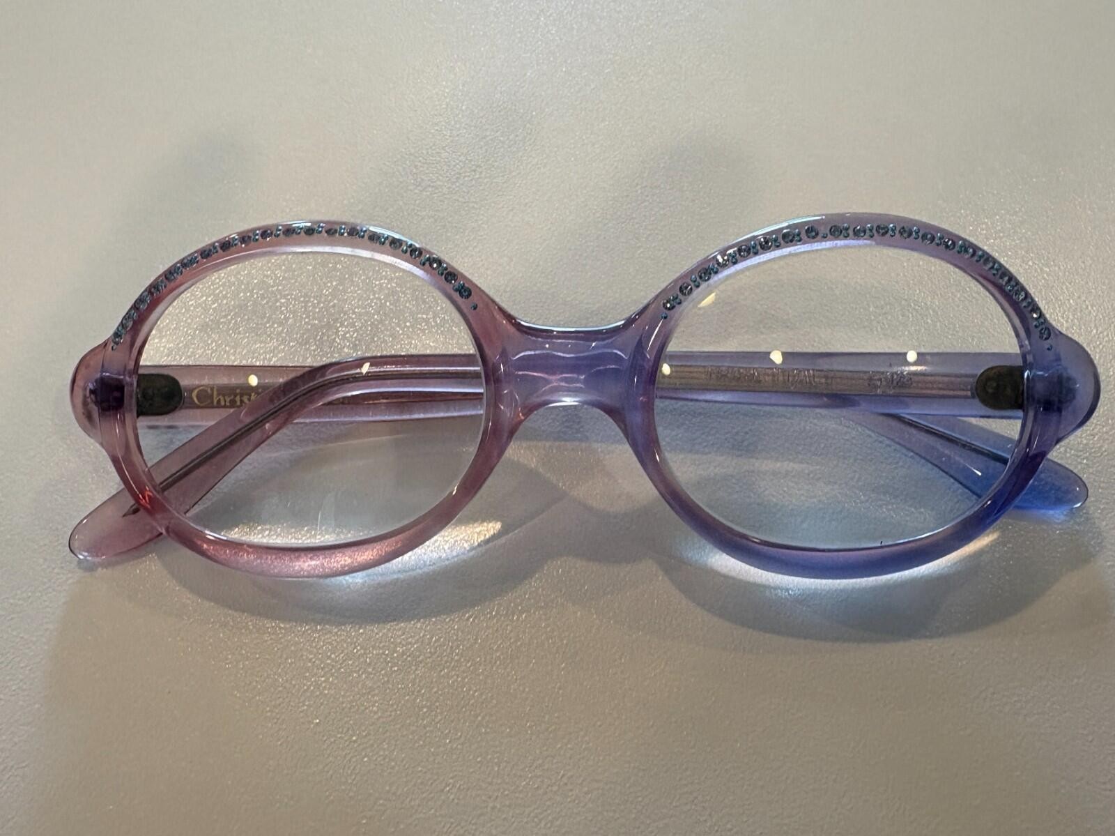 VTG Christian Dior Eyeglass Frames Rhinestone Italy 5.5 Y2K