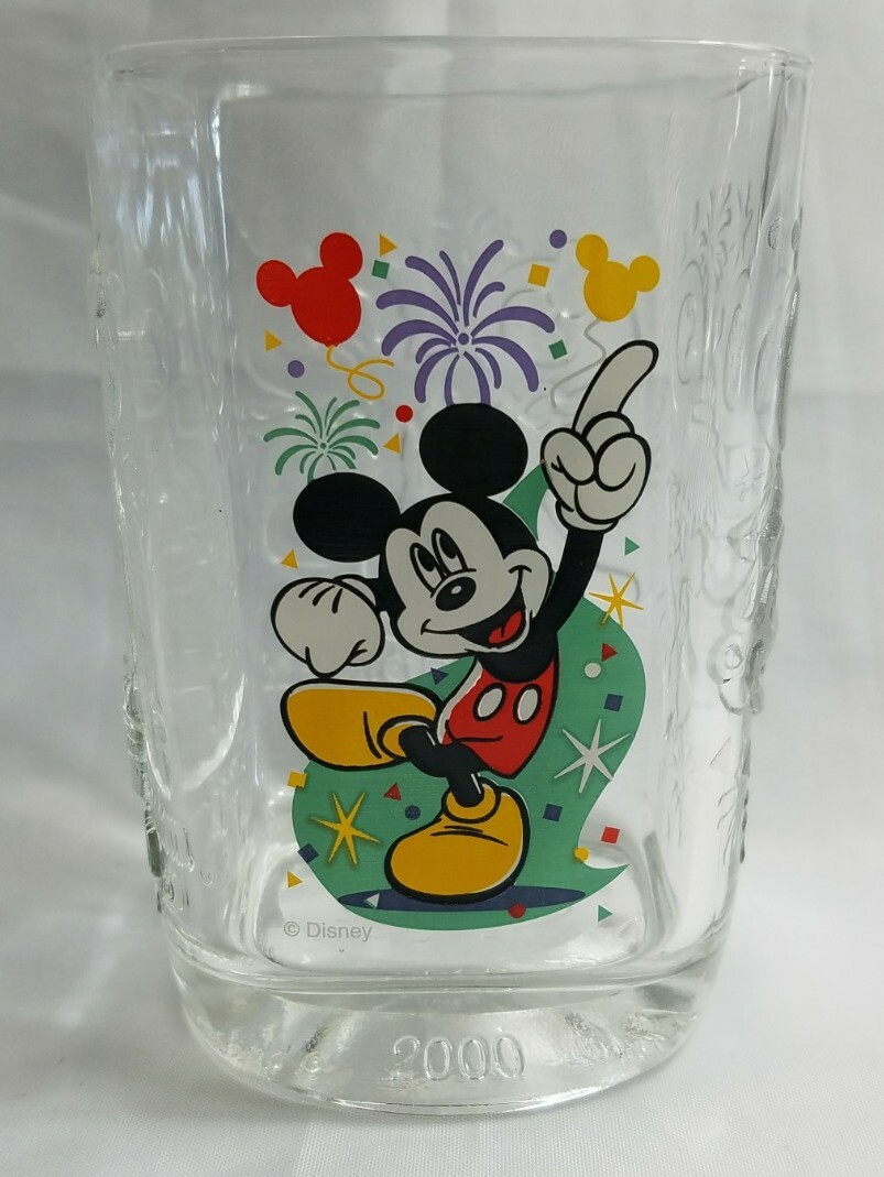 Walt Disney Mickey Mouse Square Clear Graphic Fireworks Cartoon Beverage Glass