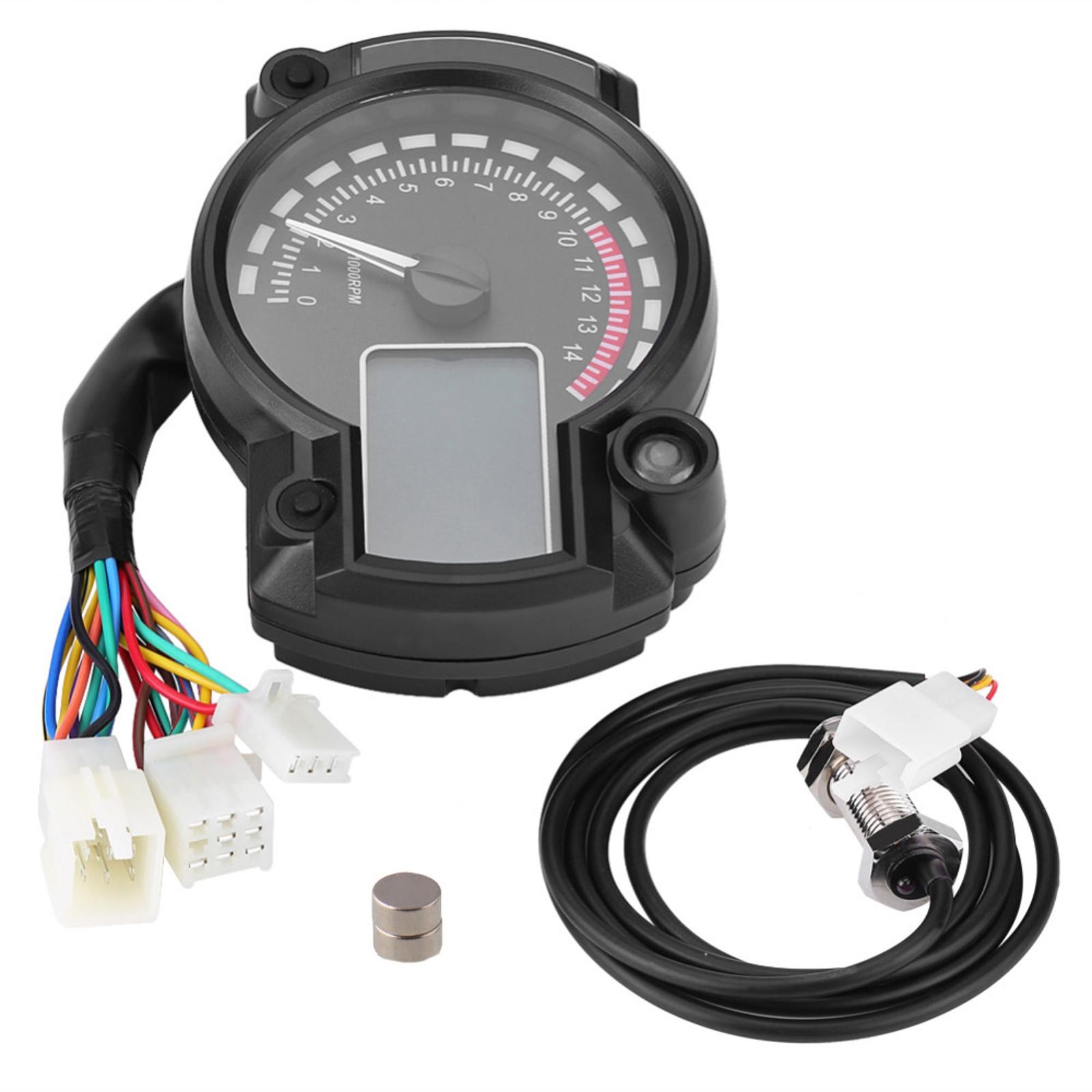Digital LCD Display Motorcycle Speedometer Odometer Tachometer 7 Color Adjusting