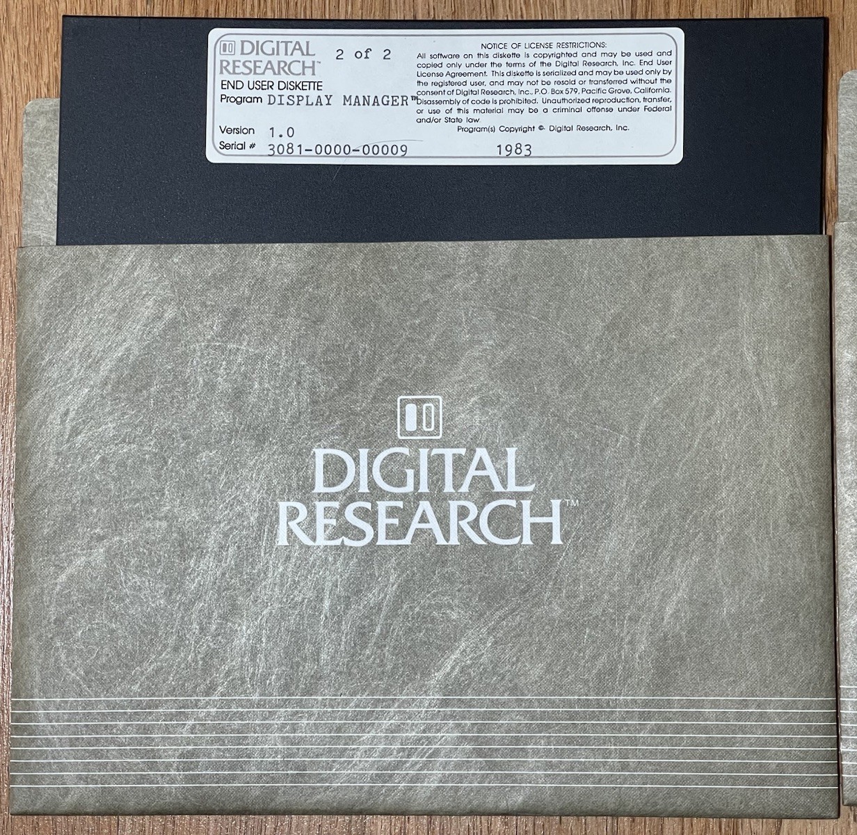 Rare Digital Research 1983 Display Manager 1.0 Disk Set W/ Reference Manual
