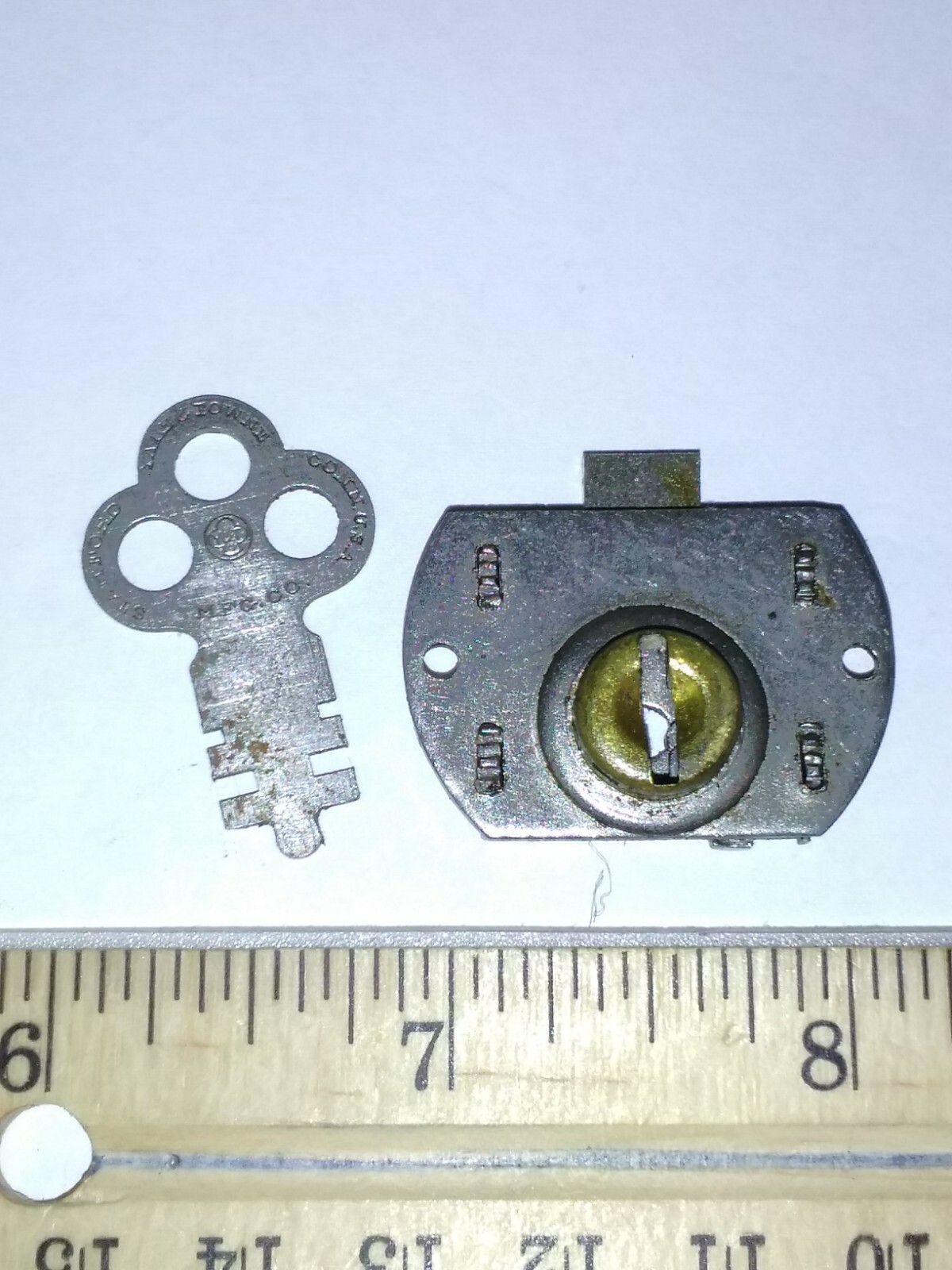 INDIAN MOTORCYCLE JR. SCOUT TOOL BOX LOCK & KEY, 1936-37