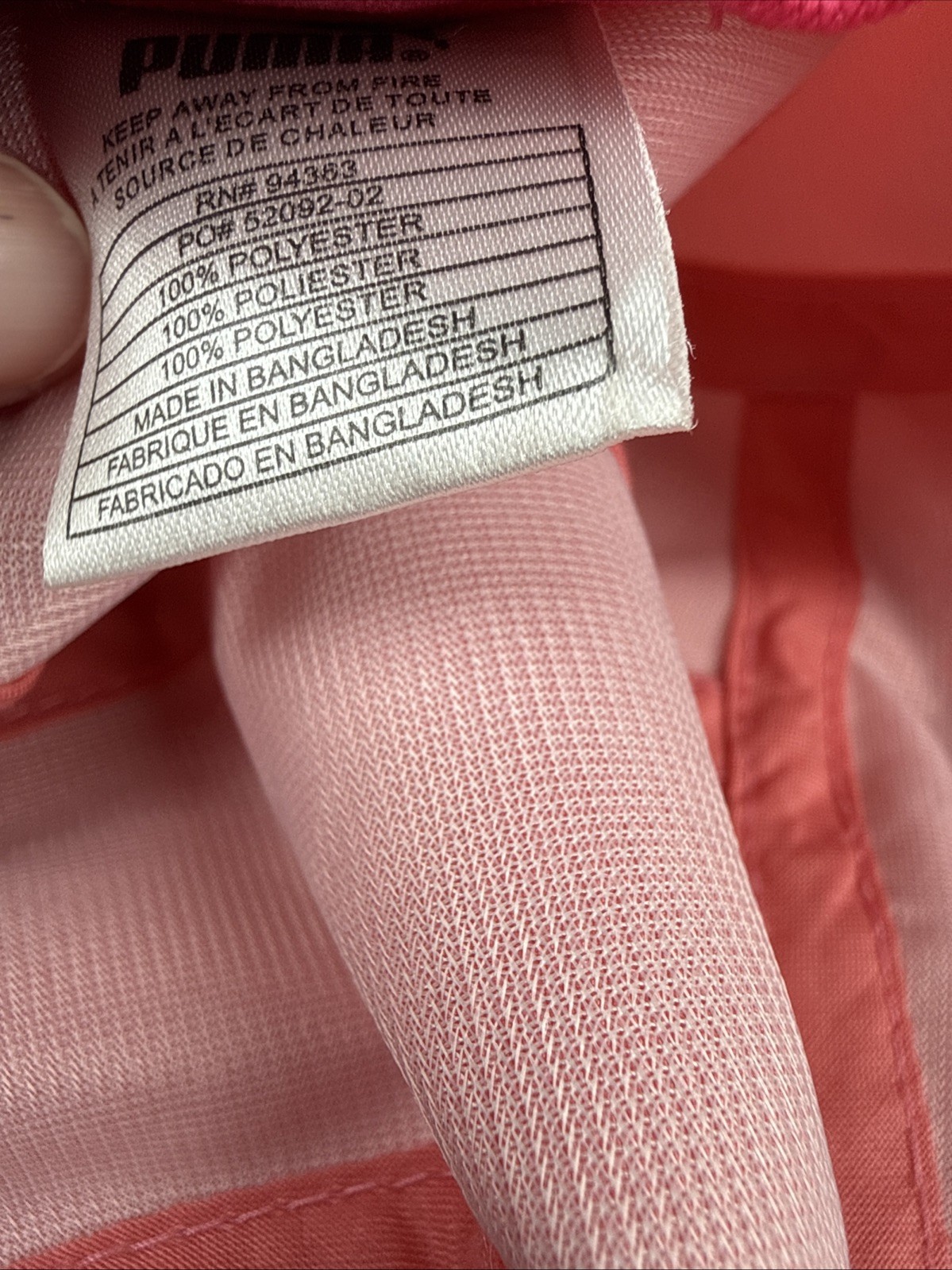 Puma in White on Pink Peach Lite Wt 5 Panel Runners Hat Cap Hook Loop